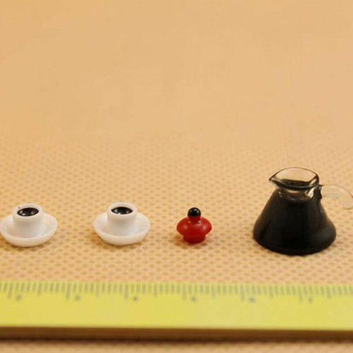 Model se F6E9 1//12 Dollhouse Miniature Tableware Resin Coffee Pot Cups Toy Two