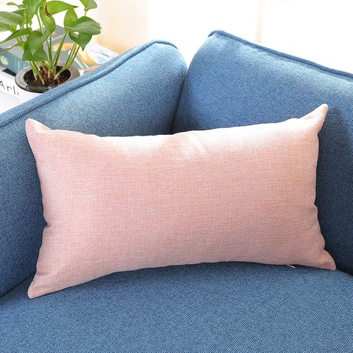 Rectangle Solid Color Cotton Linen Pillow Cases Cushion Cover Throw Home Decor