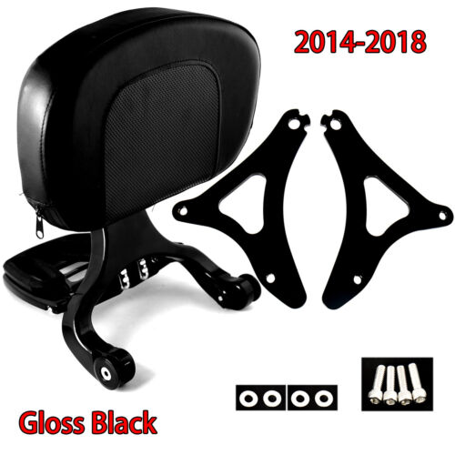 Gloss Black Fixed Mount/&Driver Passenger Backrest For Harley Touring FLHX 14-18