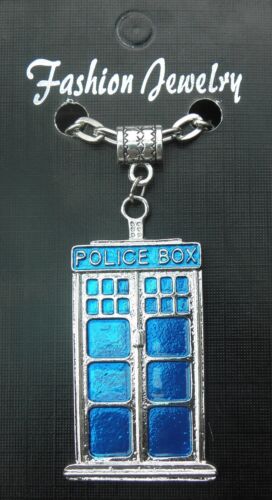 20/" or 24/" Inch Chain Necklace /& Blue Tardis Police Box Pendant Charm