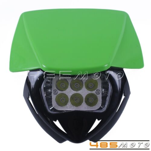 Green Motorcycle Dirt Bikes LED Headlight Head Lamp For Kawasaki KX250F KX450F 