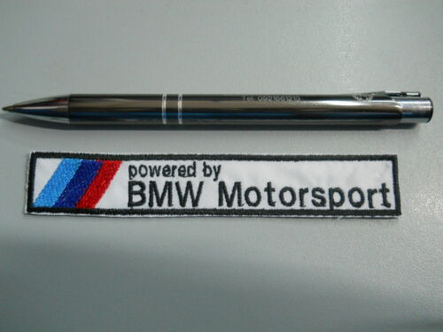 BMW EMBLEM PATCH EMBROIDERED powered by motorsport THERMOADHESIVE cm 16,5 x 3 
