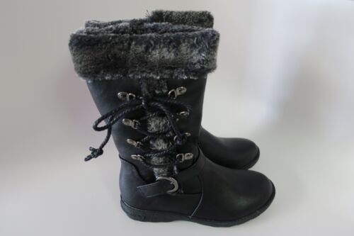 Size 11 BLACK LINKS AURA-41K Side Lace Up Buckle Mid Calf Winter Boots Youth 