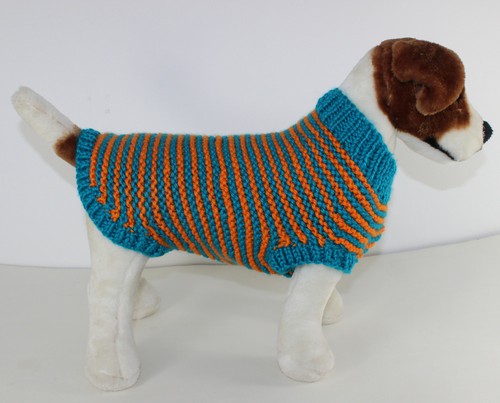 CHUNKY STRIPE GARTER STITCH DOG COAT KNITTING PATTERN PRINTED INSTRUCTIONS