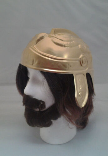 Gold Trojan Helmet Plastic Knight Roman Soldier Helmet Adult Size 