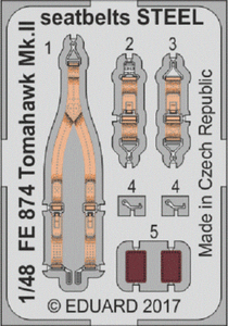 EDUARD ZOOM FE874 Seatbelts STEEL for Airfix® Kit Tomahawk Mk.II in 1:48
