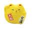 Japanese 2"H Eathenware Yellow Maneki Neko Rich Wealth Lucky Cat Made in Japan 
