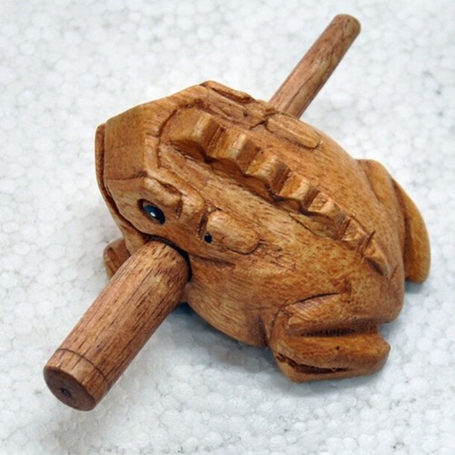 1X Geschnitzte Crooking Holz Percussion Musical Sound Holz Frosch Ton Block H1R4