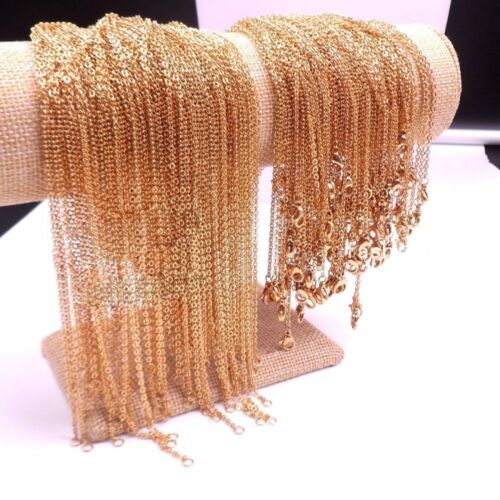 1.5/2/2.5/3mm Wholesale Lot Gold Stainless Steel Rolo Oval Chain Necklace 16-24" 