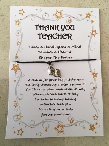 TEACHER WISH BAG CHARM THANK YOU LEAVING CARD GIFT TAKES A HAND VARIOUS COLOURS