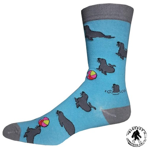 Seal Volleyball Socks Fun Novelty One Size Fits Most Dress Casual Big Foot Blue