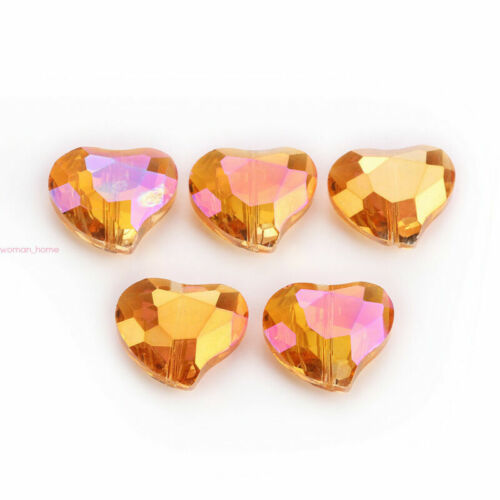 20x16mm Faceted Crystal Heart Glass Loose Spacer Beads Jewelry Making Crafts#Q 
