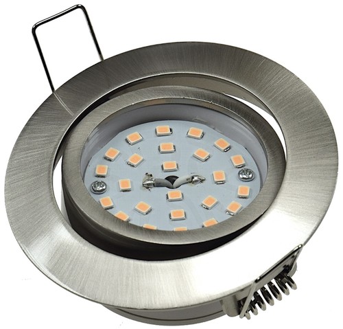 Flache SMD LED Einbauleuchten Silber230V5WWarmweissET=32mm2900k
