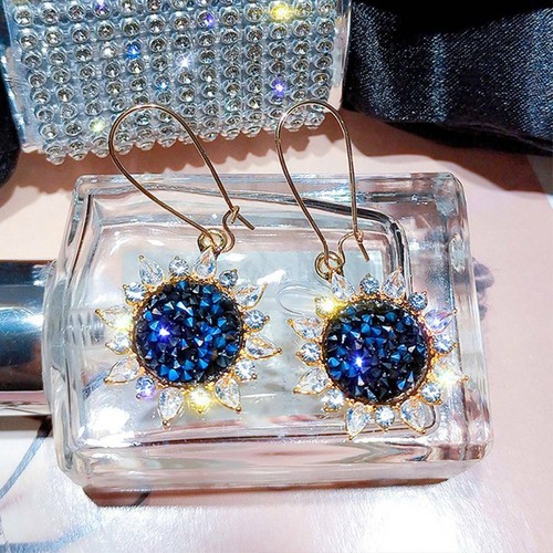 Strass tournesol Dangle Boucles D/'Oreilles Femmes Filles Scintillant Pendants d/'oreilles