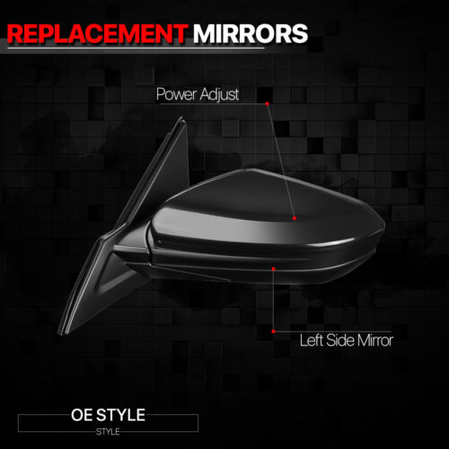 Driver Side Power+Heated Black Replacement Mirror for 16-20 Honda Civic Left