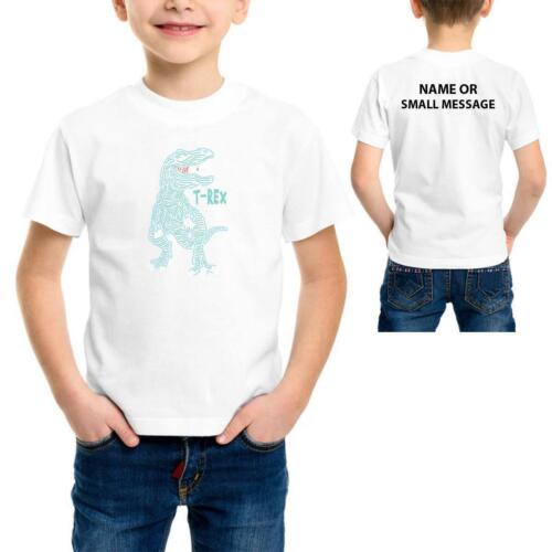 Neon T-Rex Dinosaur T-shirt Cool Movie Drawing Summer Kids Children