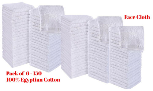 Luxury 100% Egyptian Soft Cotton White Face Towel Flannel Wash Cloth 30x30cm 