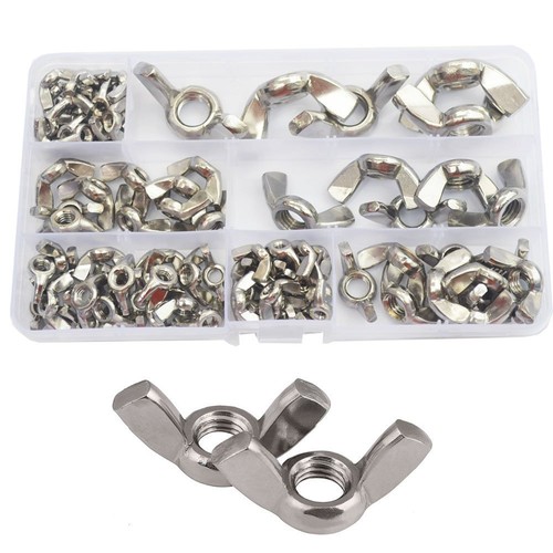KINPAR 304 Stainless Steel Wing Nuts,Metric M3 M4 M5 M6 M8 M10 M12 Assortment