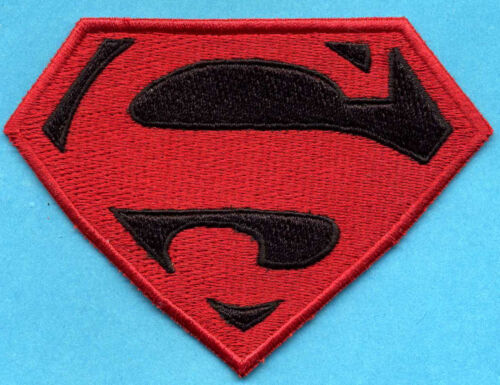 3/" x 4/" Small Embroidered Red /& Black Superman Superboy /'S/' Logo Iron-On Patch