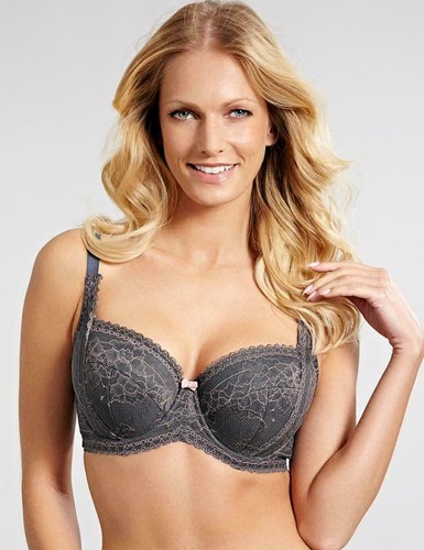 Panache Petra Balcony Bra Lightly Padded 9481 Charcoal//Pink