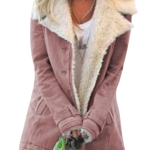 Womens Casual Long Coats Parka Ladies Winter Warm Faux Fur Fleece Jacket Outwear