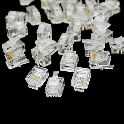 50 Pcs RJ11 Telephone Cable Crimp End Plugs 6P4C Lan Network Connectors CDI
