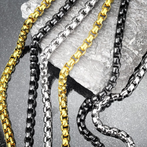 490mm 1 Gold PVD Stainless Steel Round Box Chain Necklaces 19.29" Length K317 