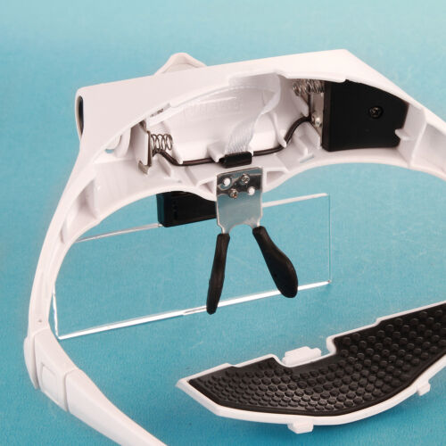 LED Hands Free Eyeglasses Bracket Headband Magnifier /& 5 Replacement Lens White