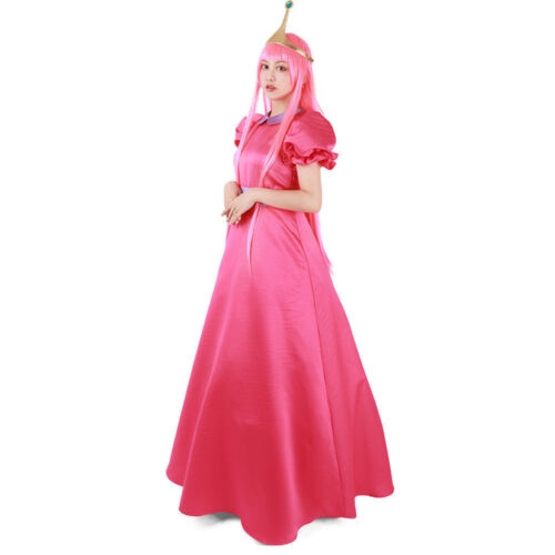 Adventure Time Princess Bubblegum Cosplay Costume Dress with Crown