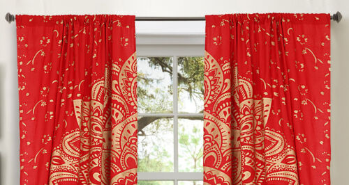 Curtain Mandala Curtains Bohemian Decor Ombre Red Gold Indian Panel Room Divider 