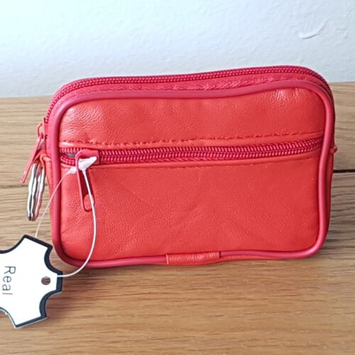 LADIES COIN PURSE REAL LEATHER Soft Nappa Mini Clutch Style With Key Holder Zip