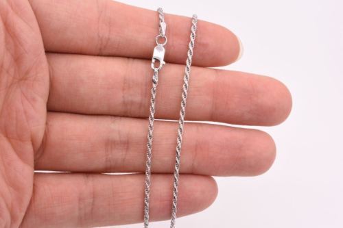 1.5MM Solid 925 Sterling Silver Italian DIAMOND CUT ROPE CHAIN Necklace Italy