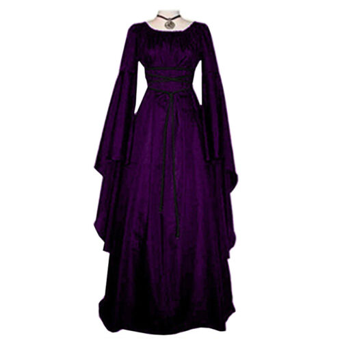 Women Halloween Vintage Renaissance Gothic Lady Long Sleeve Dress Medieval Gowns