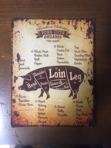 TIN SIGN "Pig Map” Butcher Food Kitchen Chef Cook Mancave Bbq Delicacy Eat 