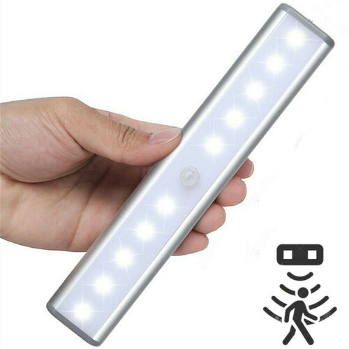 10 LED PIR Motion Sensor LED Night Light Battery Operated with Magnetic Strip 