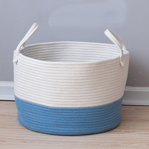 Cotton Rope Storage Basket Baby Laundry Basket Woven Baskets with Handle 
