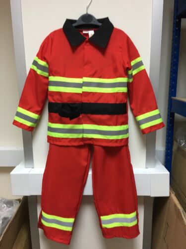 Fireman,Fire fighter Costume 4pc Set Red Dress Up,Role Play Book Day Amazing 