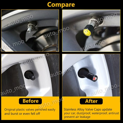 4x For New Skoda Black Car Wheel Tire Valve Stem Air Dust Cap Cover Keychain