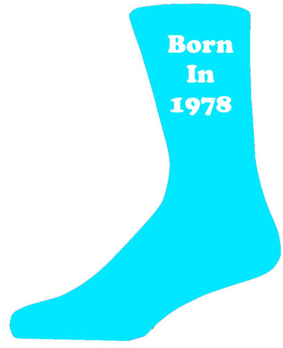 Turquiose Birthday Celebration Cotton Novelty Socks Born 1978 Turquoise Socks