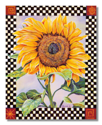 Checkerboard Sunflower Country Wall Picture Art Print