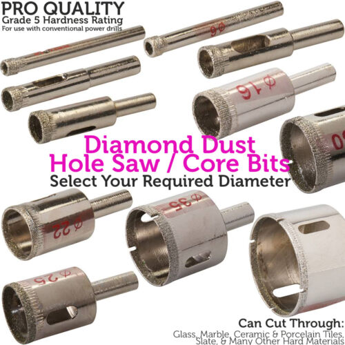 Tile Grade 5 Hardness Diamond Dust Core Drill Bits Marble /& Glass Hole Cutter
