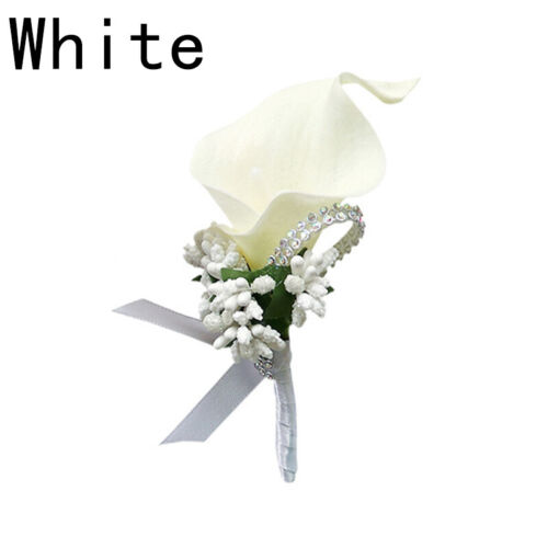 Details about   Bridal Clip-on Boutonniere Groom Artificial Flower Calla Berry Corsage Wedding 