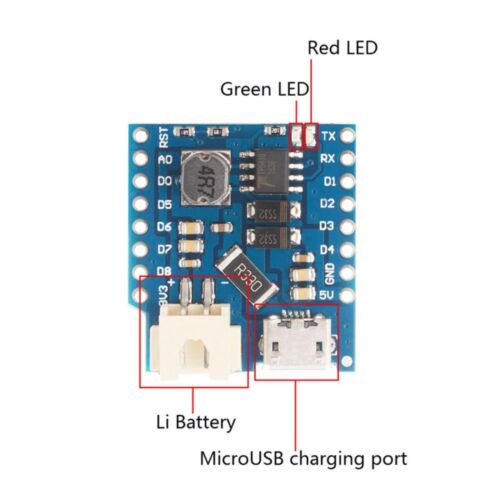 Battery Shield For WeMos D1 Mini Single Lithium Battery Charging and Boost US 