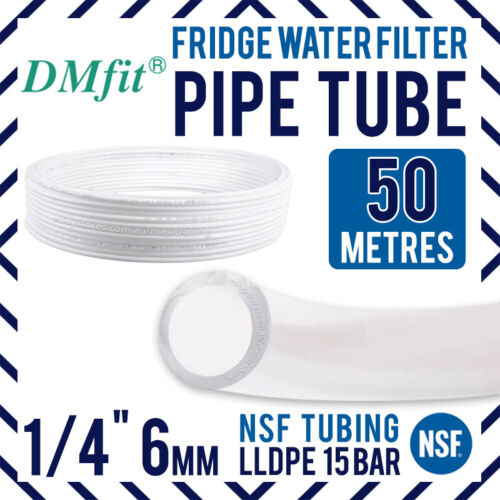50 Metres Icemaker Water Filter Pipe Tube Hose 1/4" 6mm NSF Tubing LLDPE 15 Bar 
