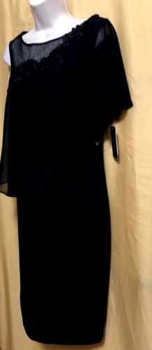 SLNY SL FASHIONS NY LADIES BLACK EVENING 1 SHOULDER DRESS LACE TOP 8 10 12 $98 