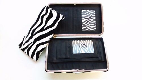 2015 WESTERN /"ZEBRA+FLOWER+BLING /" WALLET+Small Check Book Holder Inside W7006