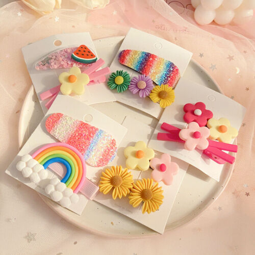 3PCS//Set Women Girls Baby Kid Fruit Flower Rainbow Headwear Hair Clips Hairpin