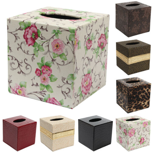 Durable PU Leather Tissue Box Case Cover  Paper Napkin Holder Home Office 