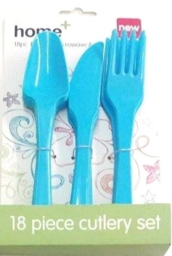 18 pc Cutlery Set Plain x6 Spoon Knives Fork Reusable BBQ Party Picnic TableWare 