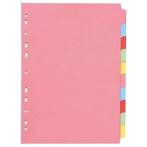 10 PART PLAIN SUBJECT DIVIDERS A4 FILE FILLING DIVIDER MANILLA COLOURED QTY 1